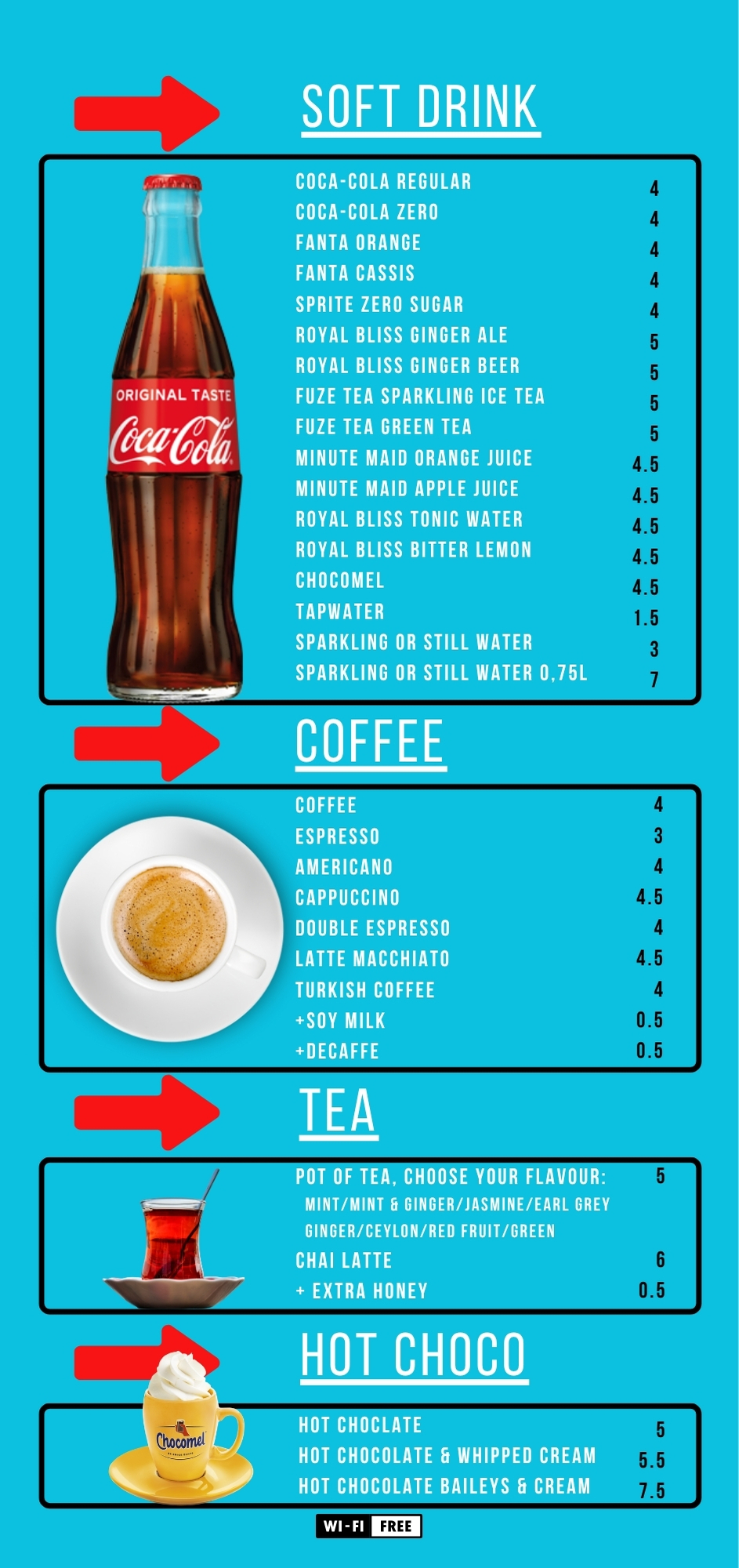 Obba's Menu - Drinks